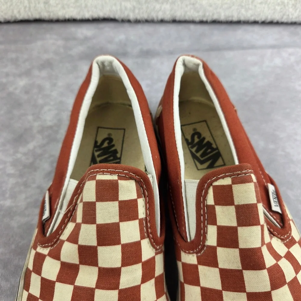 Vans Classic Slip-On Checkerboard Terracotta Orange Sneakers Mens 6.5 Womens 8